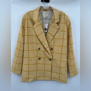 Anthropologie NEW Maeve Yellow Double-Breasted Blazer‎ Size 6